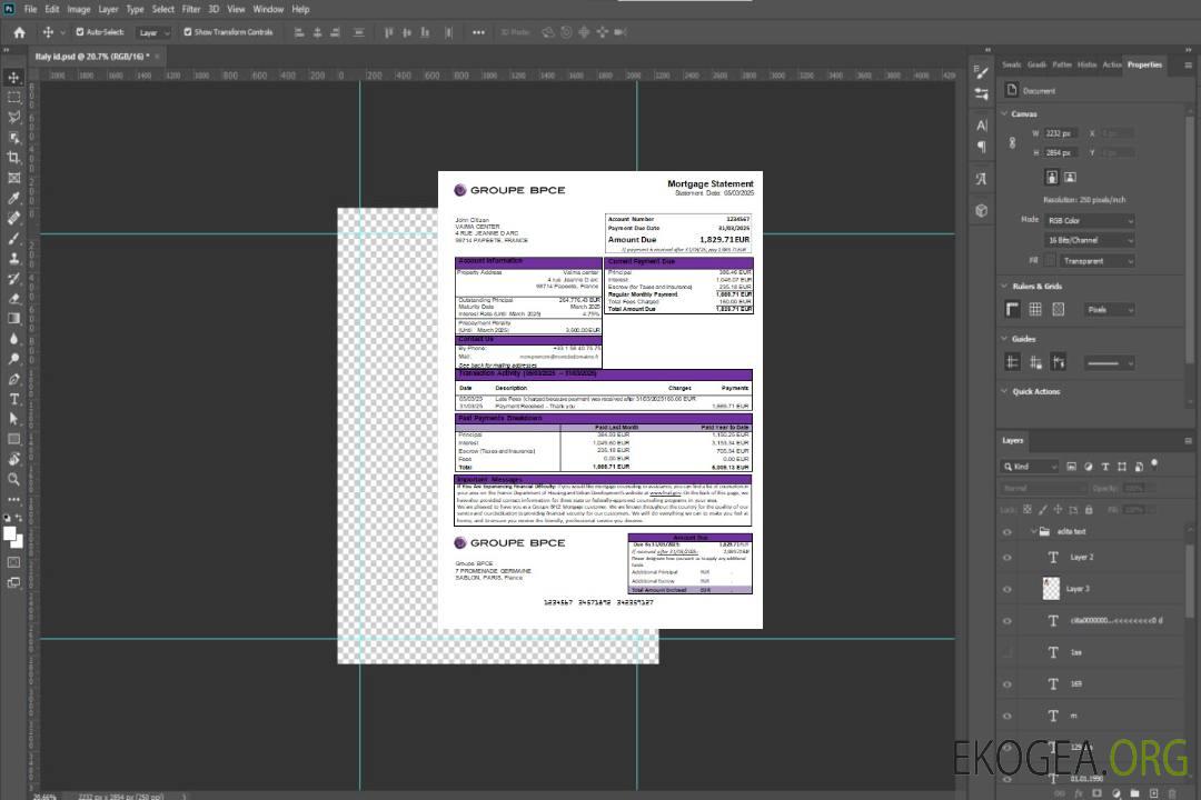 France Groupe BPCE relevé hypothécaire bancaire scr template
